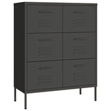 Vidaxl ladekast 80x35x101,5 cm staal antracietkleurig