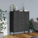 Vidaxl ladekast 80x35x101,5 cm staal antracietkleurig