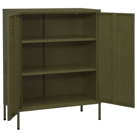 Vidaxl opbergkast 80x35x101,5 cm staal olijfgroen