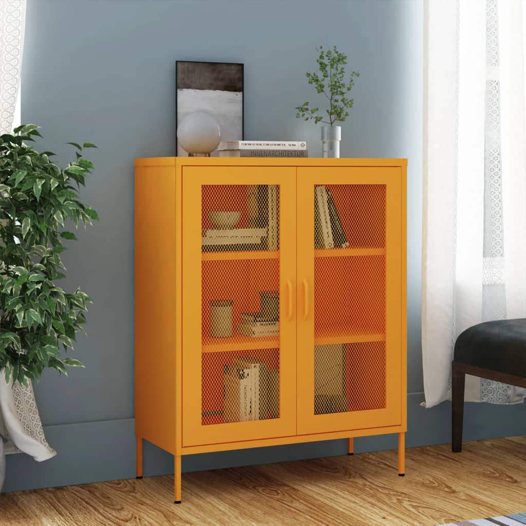 Vidaxl opbergkast mosterdgeel 80x35x101,5 cm staal
