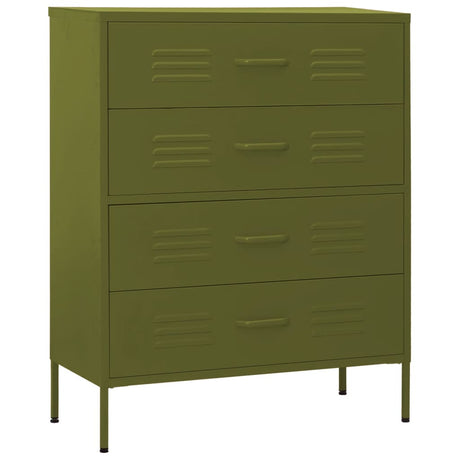 Vidaxl ladekast 80x35x101,5 cm staal olijfgroen