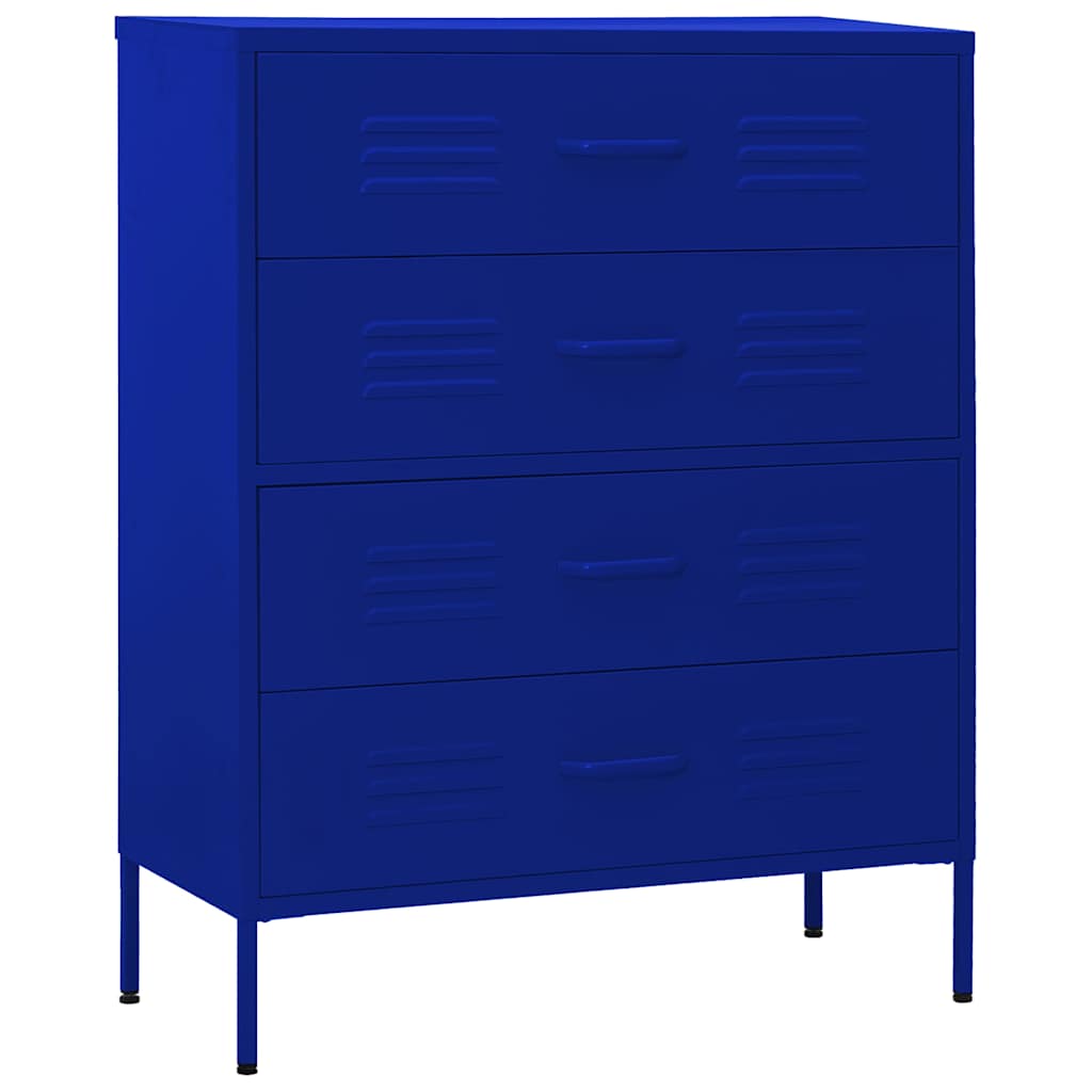 Vidaxl ladekast 80x35x101,5 cm staal marineblauw