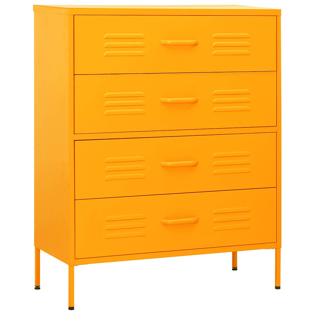 Vidaxl ladekast 80x35x101,5 cm staal mosterdgeel