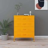 Vidaxl ladekast 80x35x101,5 cm staal mosterdgeel