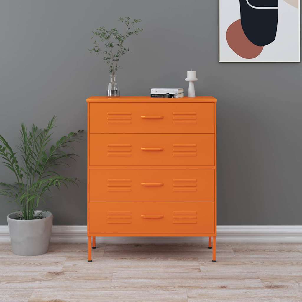 Vidaxl ladekast 80x35x101,5 cm staal oranje
