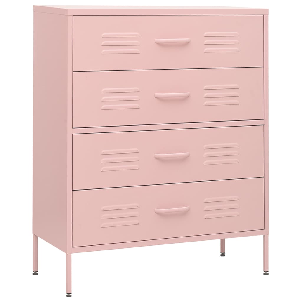 Vidaxl ladekast 80x35x101,5 cm staal roze