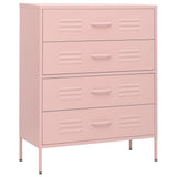 Vidaxl ladekast 80x35x101,5 cm staal roze