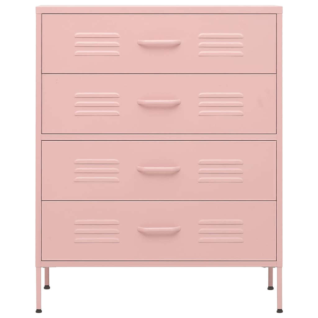 Vidaxl ladekast 80x35x101,5 cm staal roze