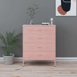 Vidaxl ladekast 80x35x101,5 cm staal roze