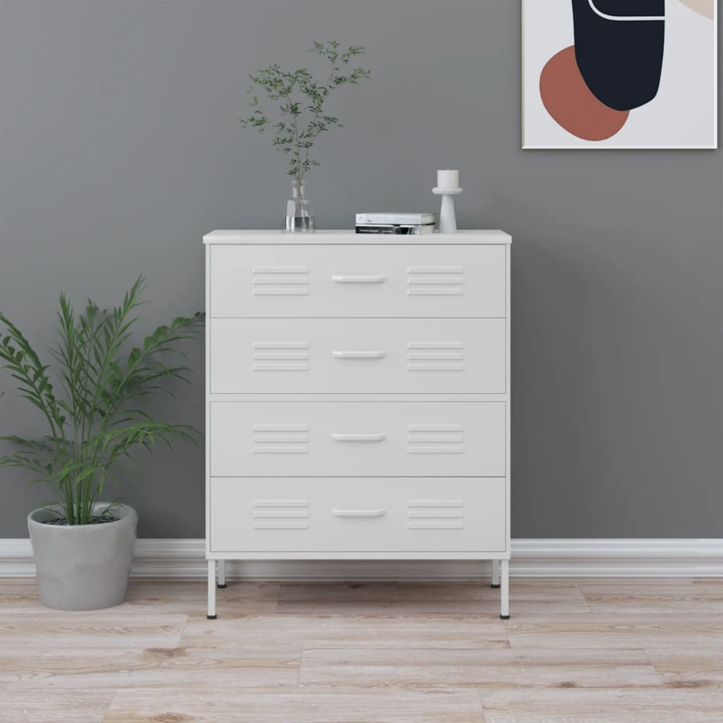 Vidaxl ladekast 80x35x101,5 cm staal wit