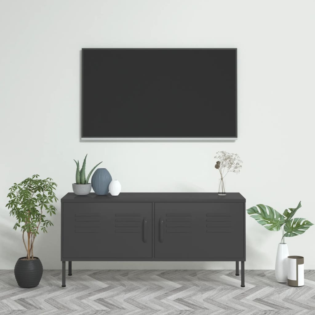Vidaxl tv-meubel 105x35x50 cm staal antracietkleurig