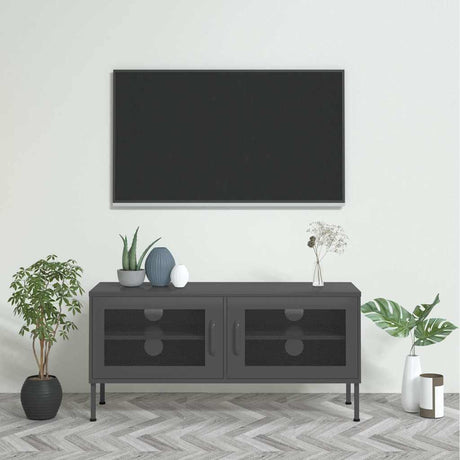 Vidaxl tv-meubel 105x35x50 cm staal antracietkleurig