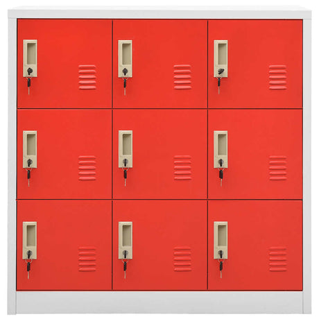 Vidaxl lockerkast 90x45x92,5 cm staal lichtgrijs en rood