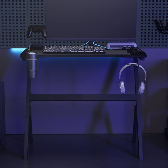 Vidaxl gamingbureau met y-vormige poten led 90x60x75 cm zwart