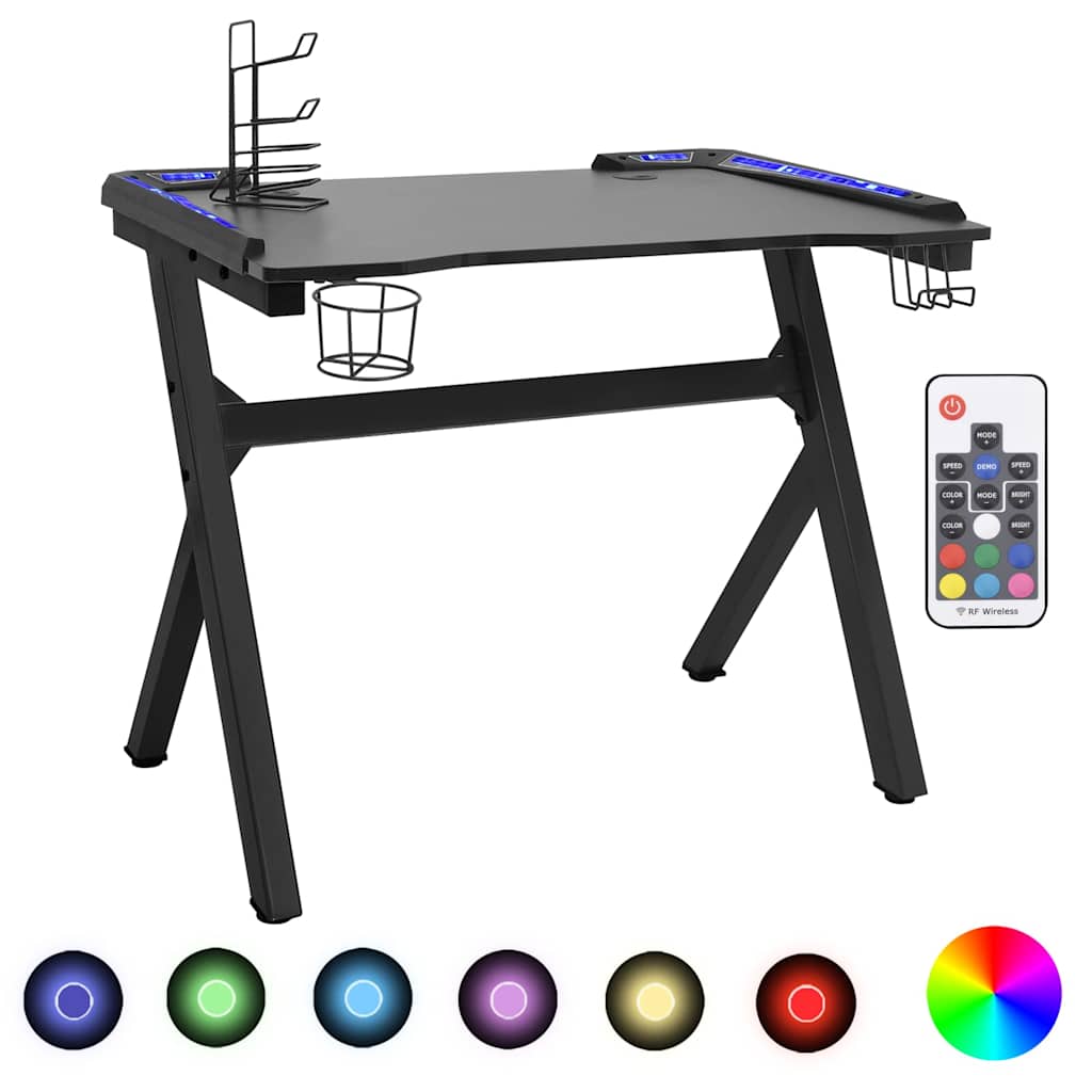 Vidaxl gamingbureau met y-vormige poten led 110x60x75 cm zwart