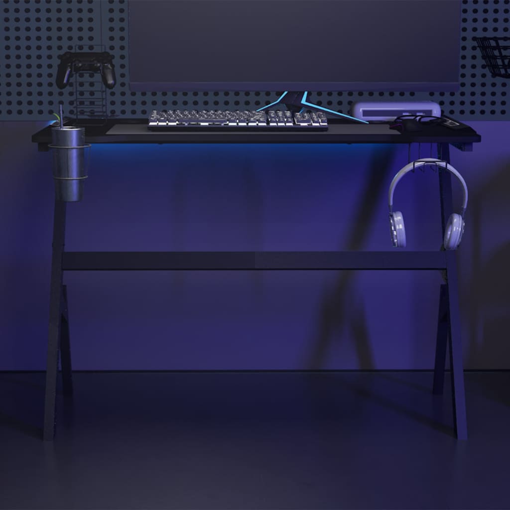 Vidaxl gamingbureau met y-vormige poten led 110x60x75 cm zwart
