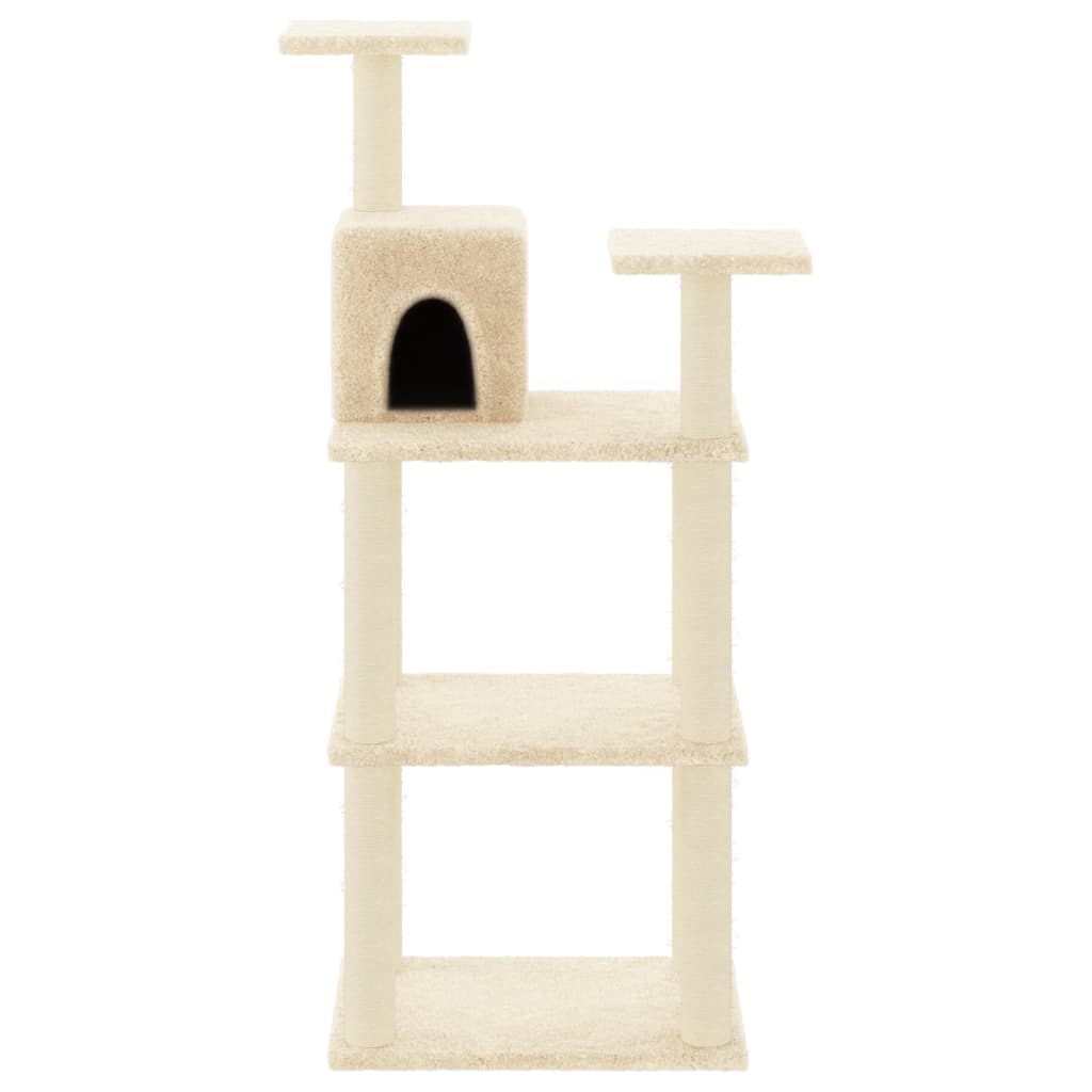 Vidaxl kattenkrabpaal met sisal krabpalen 118,5 cm crèmekleurig