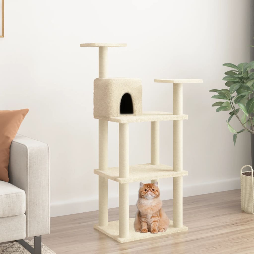 Vidaxl Cat Scratching Post con graffi di sisal a 118,5 cm crema