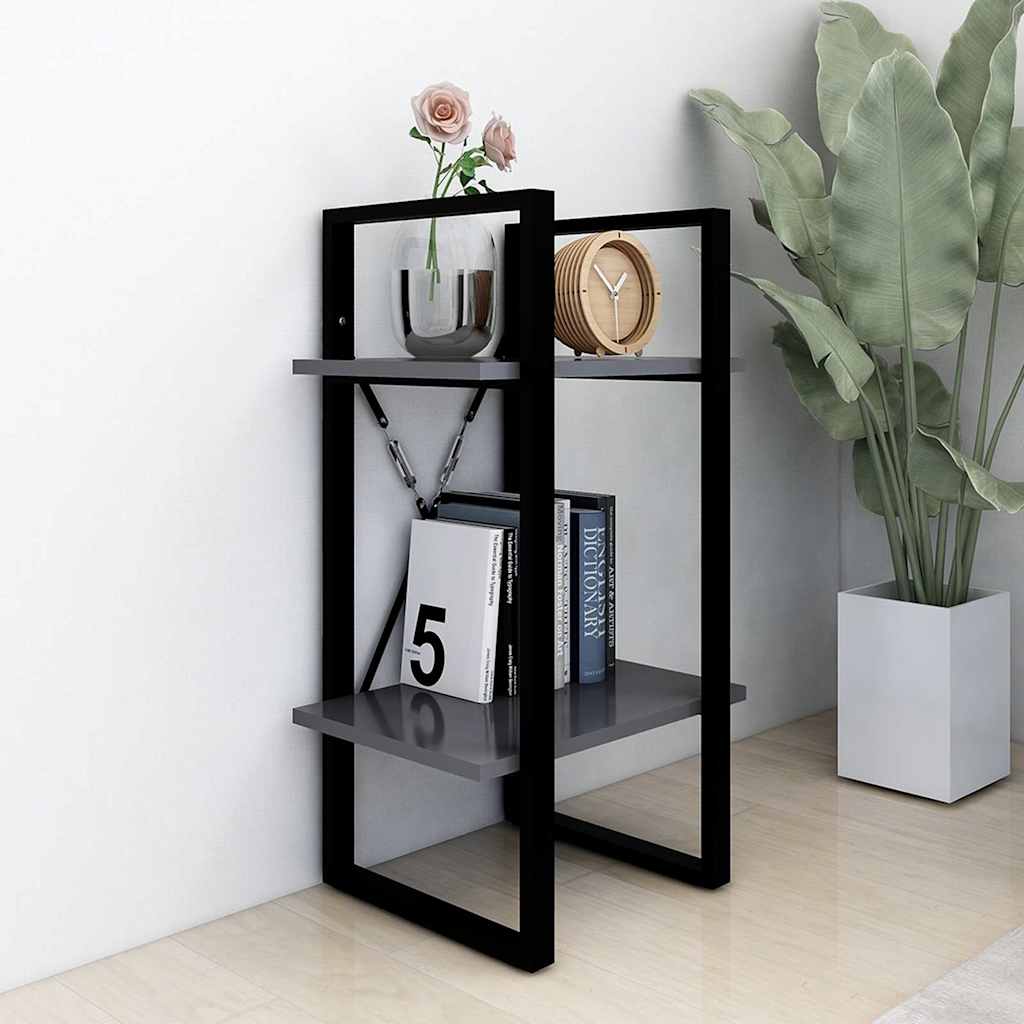 Vidaxl boekenkast met 2 schappen 40x30x70 cm bewerkt hout grijs