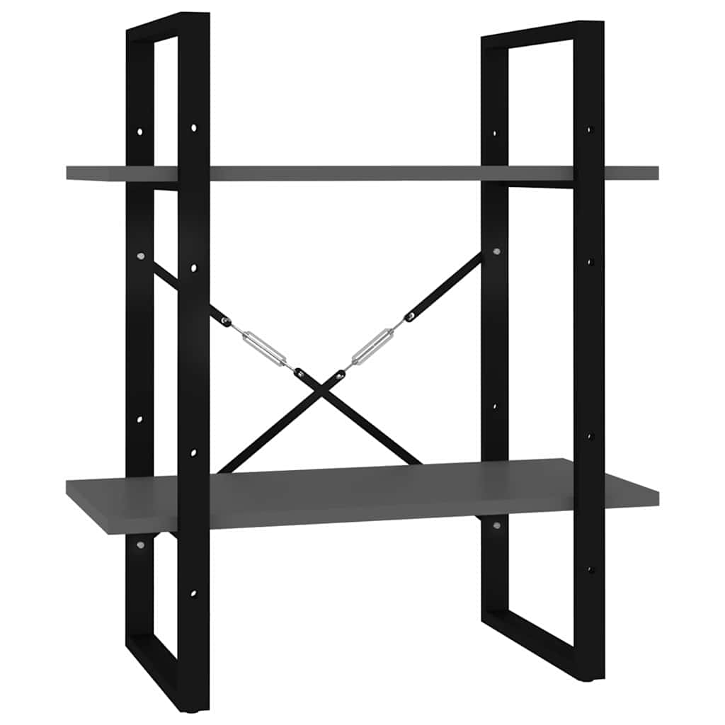 Vidaxl boekenkast met 2 schappen 60x30x70 cm bewerkt hout grijs
