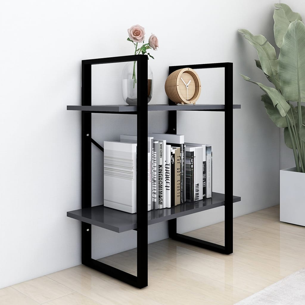 Vidaxl boekenkast met 2 schappen 60x30x70 cm bewerkt hout grijs