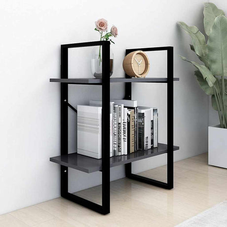 Vidaxl boekenkast met 2 schappen 60x30x70 cm bewerkt hout grijs