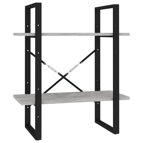 Vidaxl boekenkast met 2 schappen 60x30x70 cm bewerkt hout betongrijs