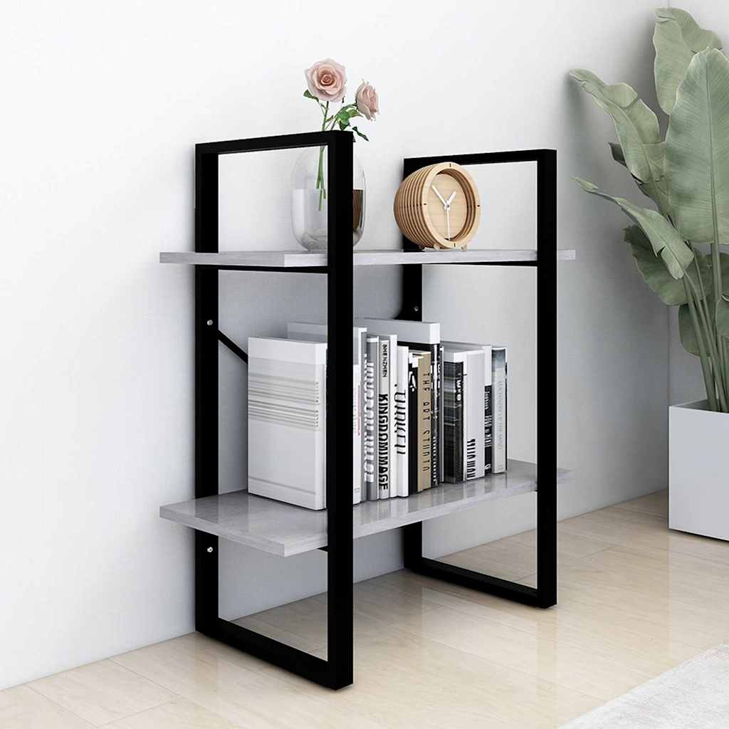 Vidaxl boekenkast met 2 schappen 60x30x70 cm bewerkt hout betongrijs