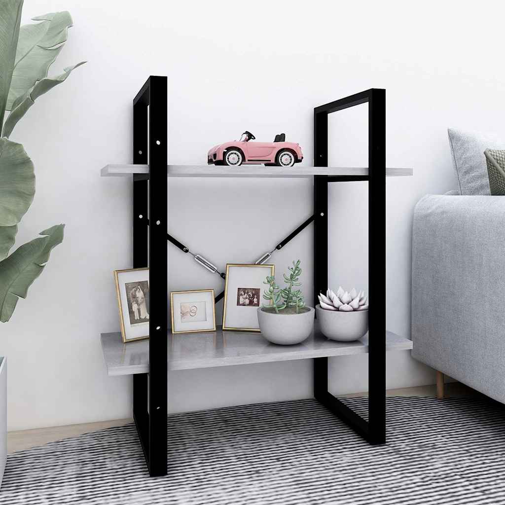 Vidaxl boekenkast met 2 schappen 60x30x70 cm bewerkt hout betongrijs