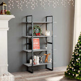 Vidaxl boekenkast met 4 schappen 80x30x140 cm spaanplaat betongrijs