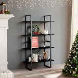 Vidaxl boekenkast met 4 schappen 80x30x140 cm massief grenenhout zwart