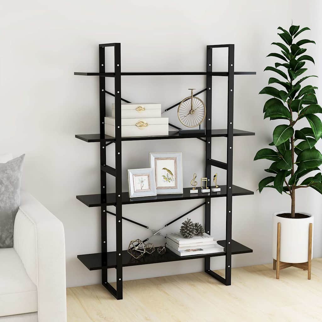 Vidaxl boekenkast met 4 schappen 100x30x140 cm spaanplaat zwart