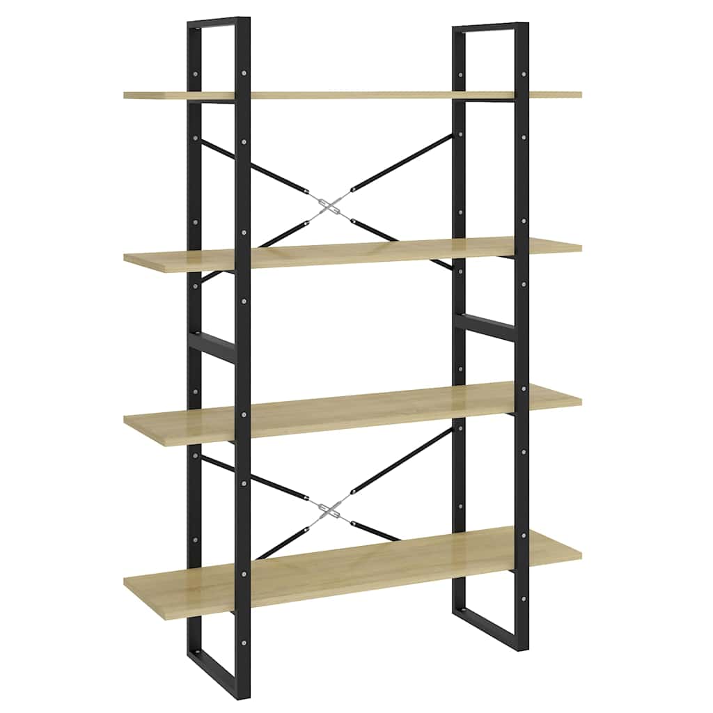 Vidaxl boekenkast 4 schappen 100x30x140 cm bewerkt hout sonoma eiken
