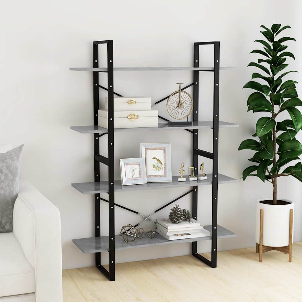 Vidaxl boekenkast met 4 schappen 40x24x142 cm bewerkt hout betongrijs