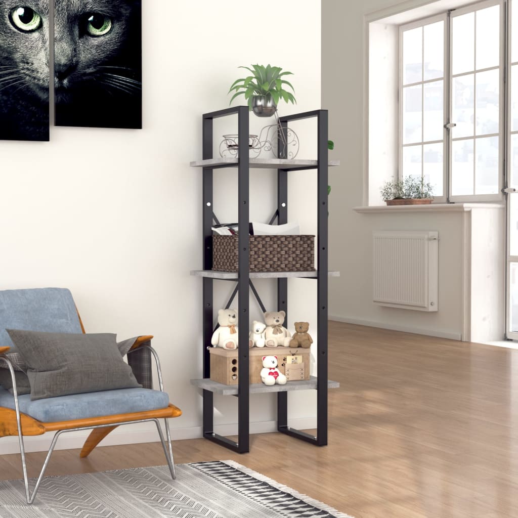 Vidaxl boekenkast met 3 schappen 40x30x105 cm bewerkt hout betongrijs