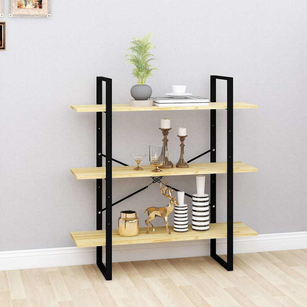 Vidaxl boekenkast met 3 schappen 100x30x105 cm massief grenenhout