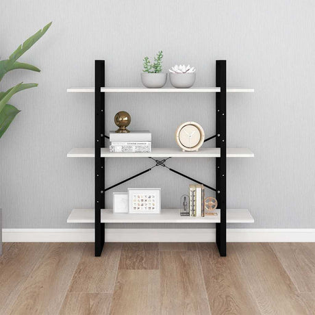 Vidaxl boekenkast met 3 schappen 100x30x105 cm massief grenenhout wit
