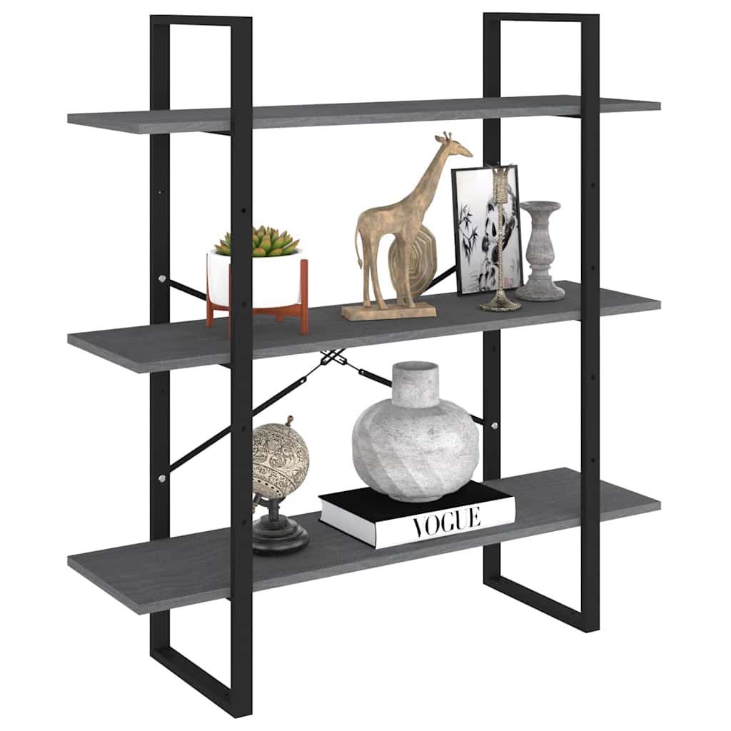 Vidaxl boekenkast met 3 schappen 100x30x105 cm grenenhout grijs