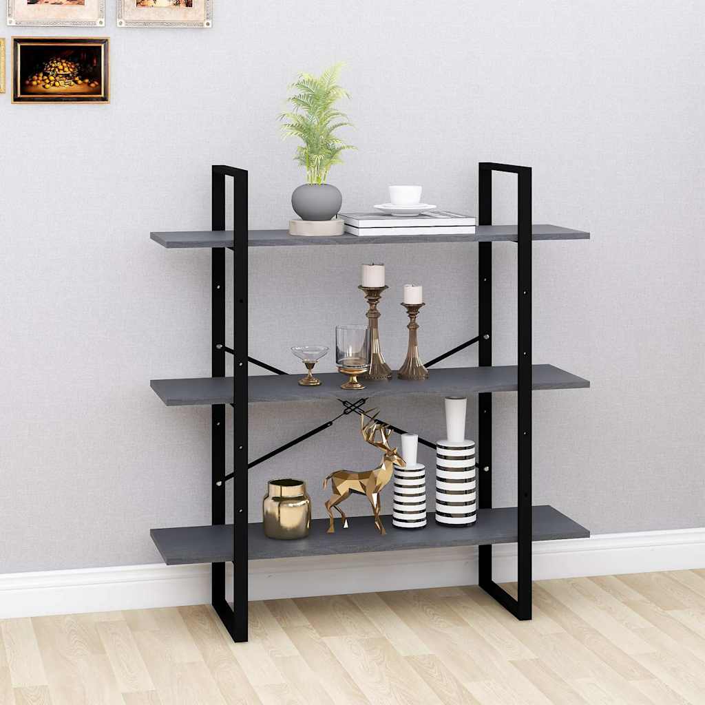 Vidaxl boekenkast met 3 schappen 100x30x105 cm grenenhout grijs