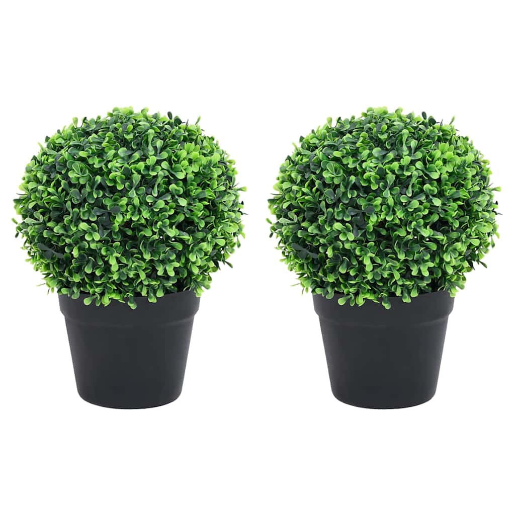 Vidaxl kunstplanten met pot 2 st buxus bolvorming 27 cm groen