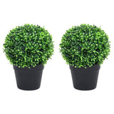 Vidaxl kunstplanten met pot 2 st buxus bolvorming 27 cm groen