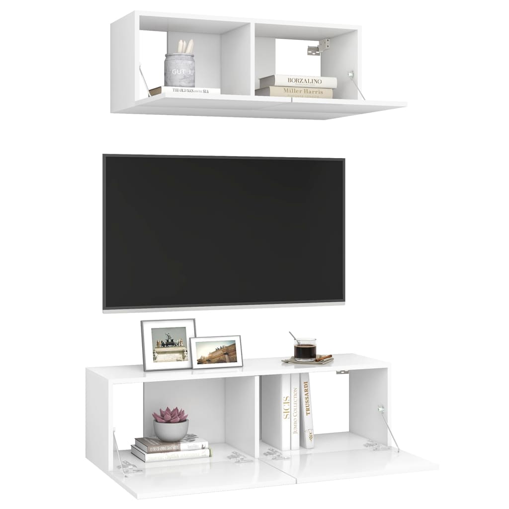 Vidaxl 2-delige tv-meubelset bewerkt hout wit
