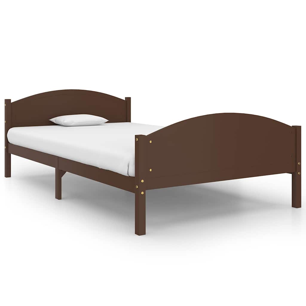 Vidaxl bedframe massief grenenhout donkerbruin 120x200 cm