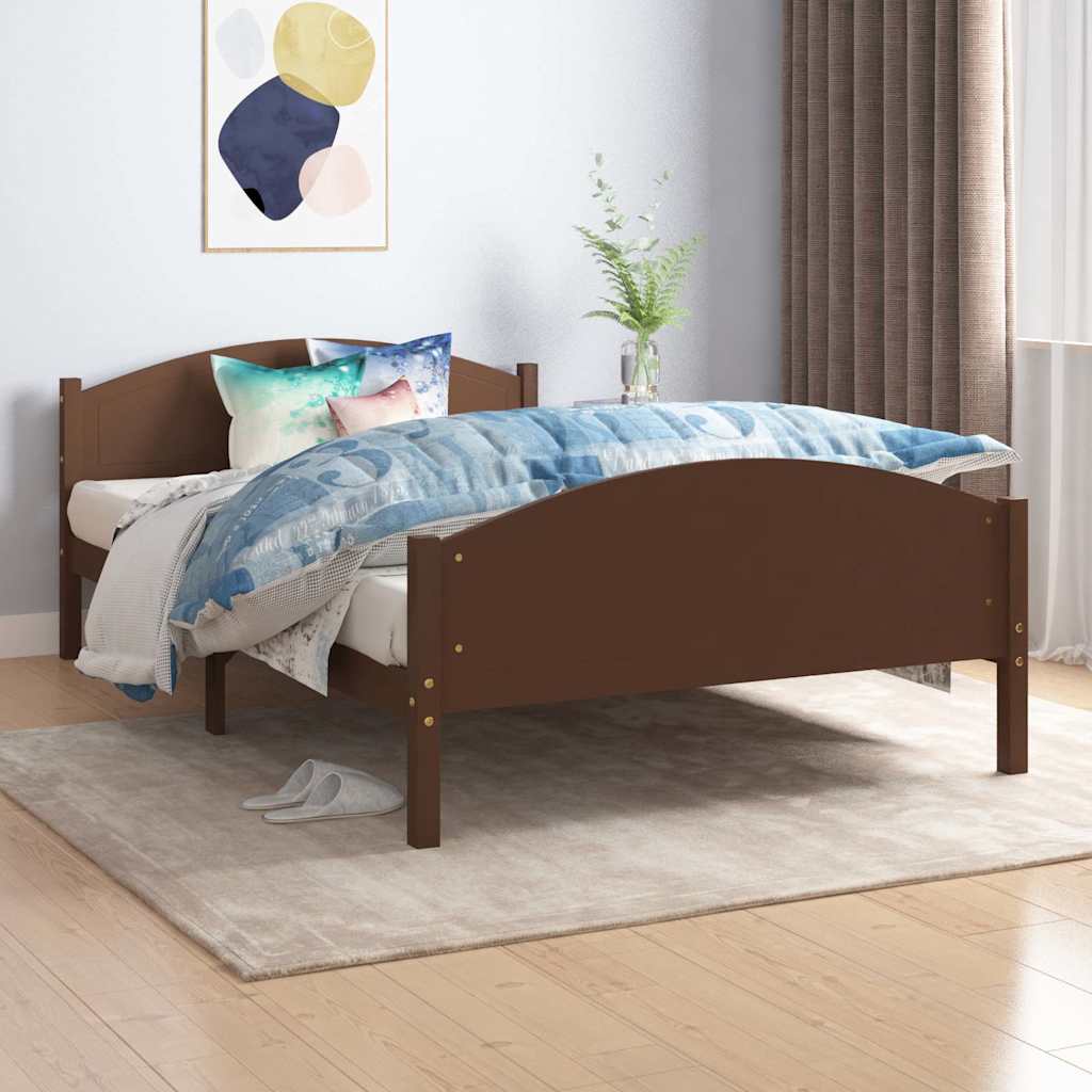 Vidaxl bedframe massief grenenhout donkerbruin 120x200 cm
