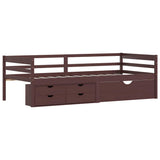 Vidaxl bedframe met lades en kast grenenhout donkerbruin 90x200 cm