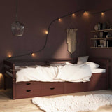 Vidaxl bedframe met lades en kast grenenhout donkerbruin 90x200 cm