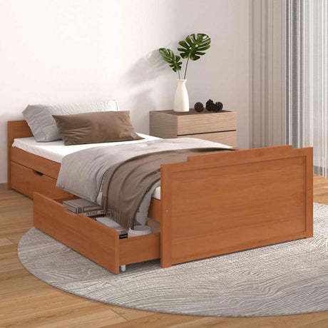 Vidaxl bedframe met lades massief grenenhout honingbruin 90x200 cm