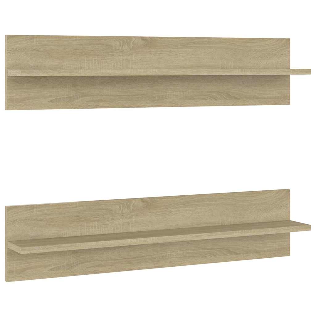 Vidaxl wandschappen 2 st 80x11,5x18cm bewerkt hout sonoma eikenkleurig