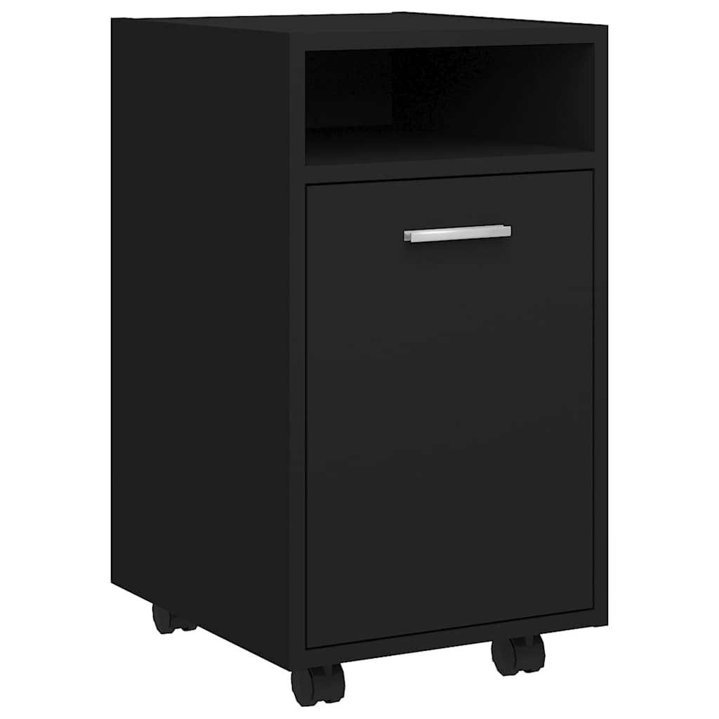 Vidaxl bijzetkast met wielen 33x38x60 cm bewerkt hout zwart
