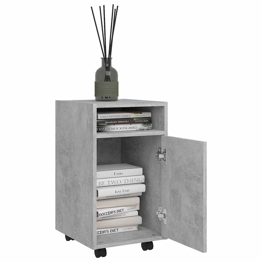 Vidaxl bijzetkast met wielen 33x38x60 cm bewerkt hout betongrijs